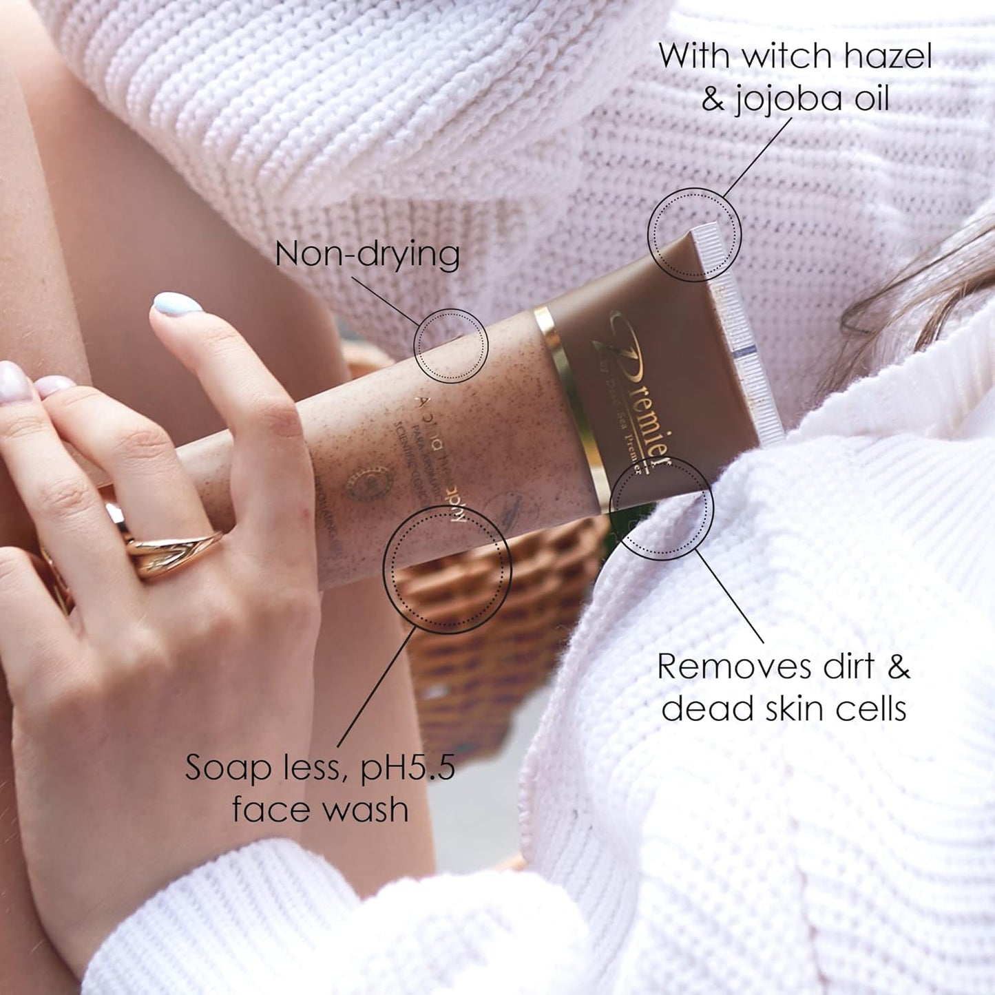 Premier Dead Sea Classic Para-Pharmaceutical Exfoliating Cleansing, Micro Grains Face Facial Gel Cleanser scrub Contains Dead Sea Minerals, non drying, Aromatherapy Scientific Concept 4.25Fl oz (X1)