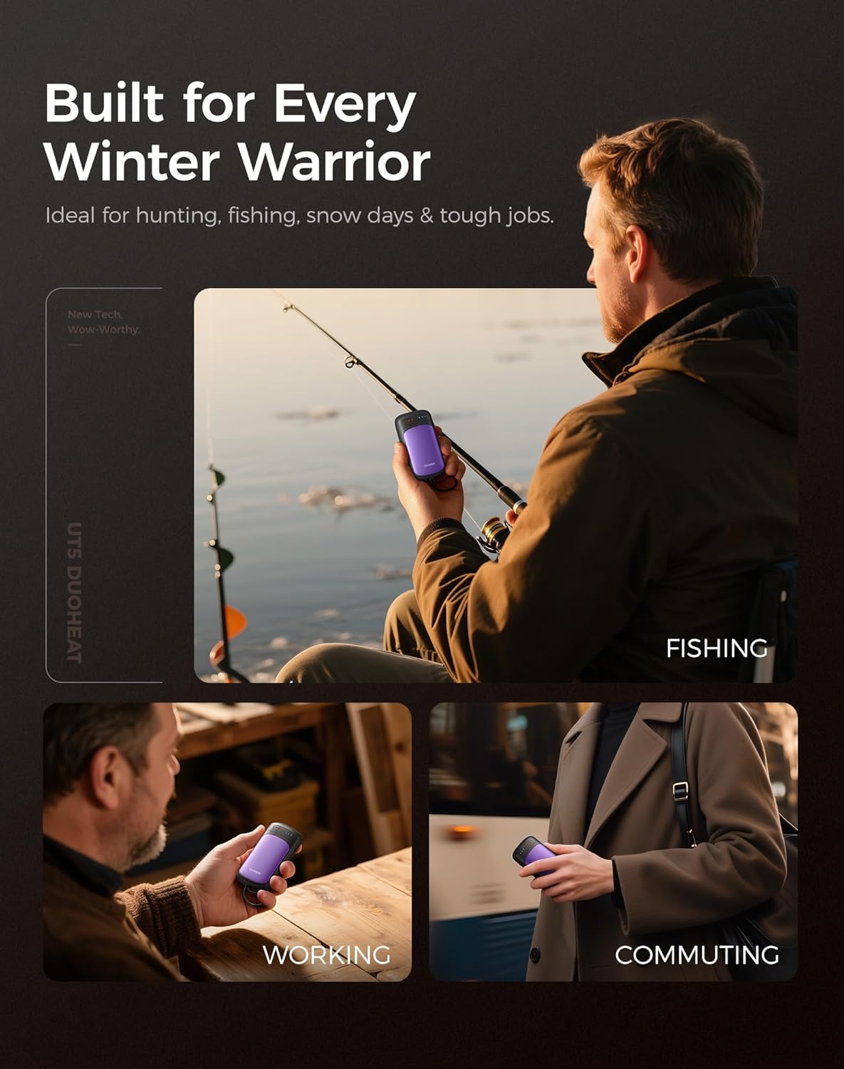 OCOOPA Hand-Warmers-Rechargeable Dual Sided, 2 in 1 Electric-Hand -Warmers with UL Certified, 3 Heating Level, Pocket Sized USB Hand Warmers for Camping, Hunting, Commuting, Gifts for Men, UT5 Duoheat