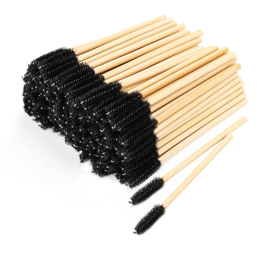 Tbestmax 150 Disposable Mascara Wands Eyelash Brush Spoolies for Eye Lash Extension Eyebrow Bamboo Stick Black