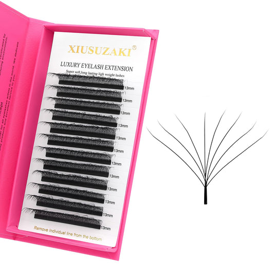 W Lash Extensions Supplies 8D Eyelash Extensions W Shape 0.07mm Thickness C Curl 11mm Premade Fans Easy Fan Lashes Volume Matte Black 12 Rows Crisscross Eye Lashes(W-8D-0.07-C,11mm)