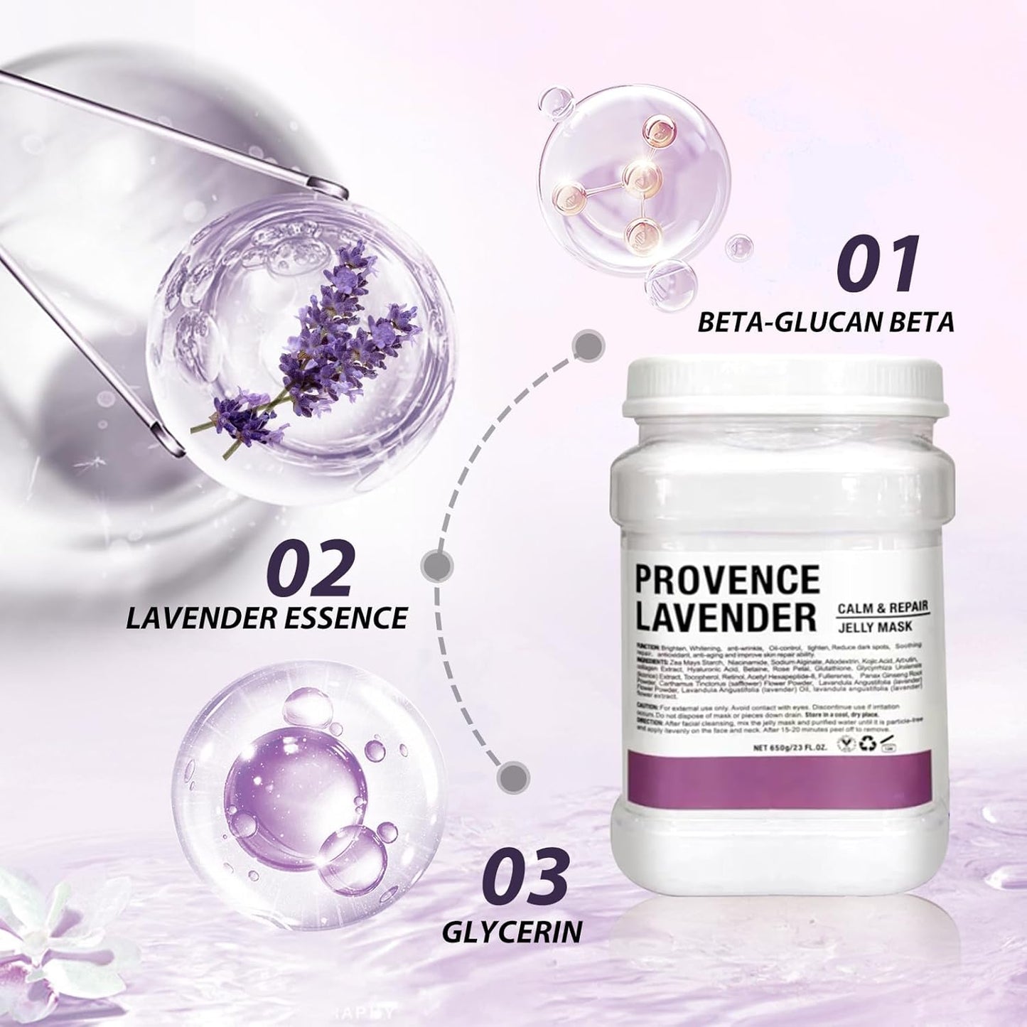 Jelly Mask for Facials, Hydrating & Moisturizing Peel-Off Rubber Gel Face Mask, Skin Care for Deep Hydration & Glow, 23 Fl Oz Jar Professional Spa Use for All Skin Types with Lavender essence