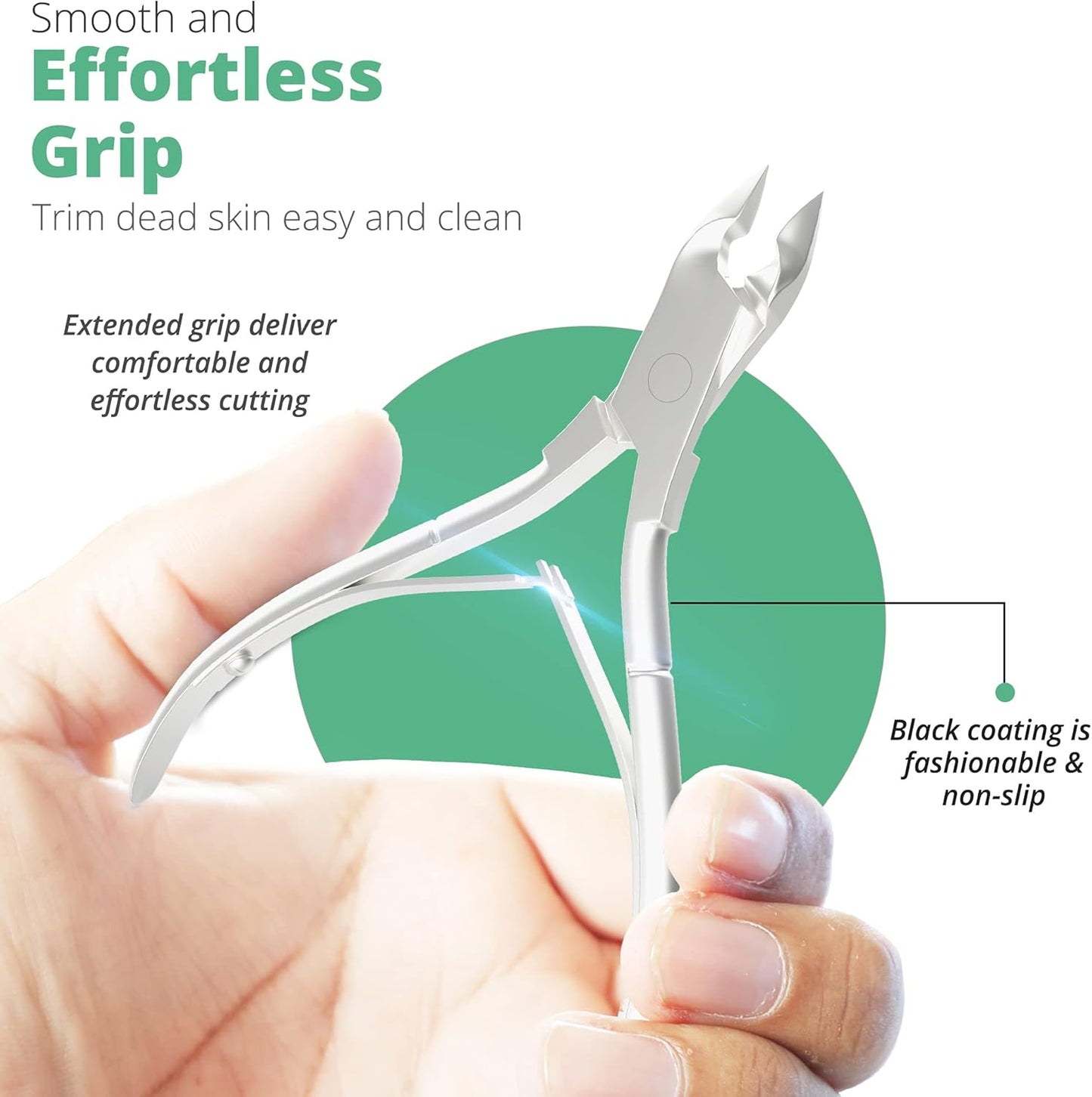 Professional Cuticle Trimmer with Cuticle Pusher Nail Cuticle Remover Nipper Silver Stainless Steel Sharp Blades Manicure Tools with Double Spring Nail Care Pedicure Nail Tools Home Spa (Silver)