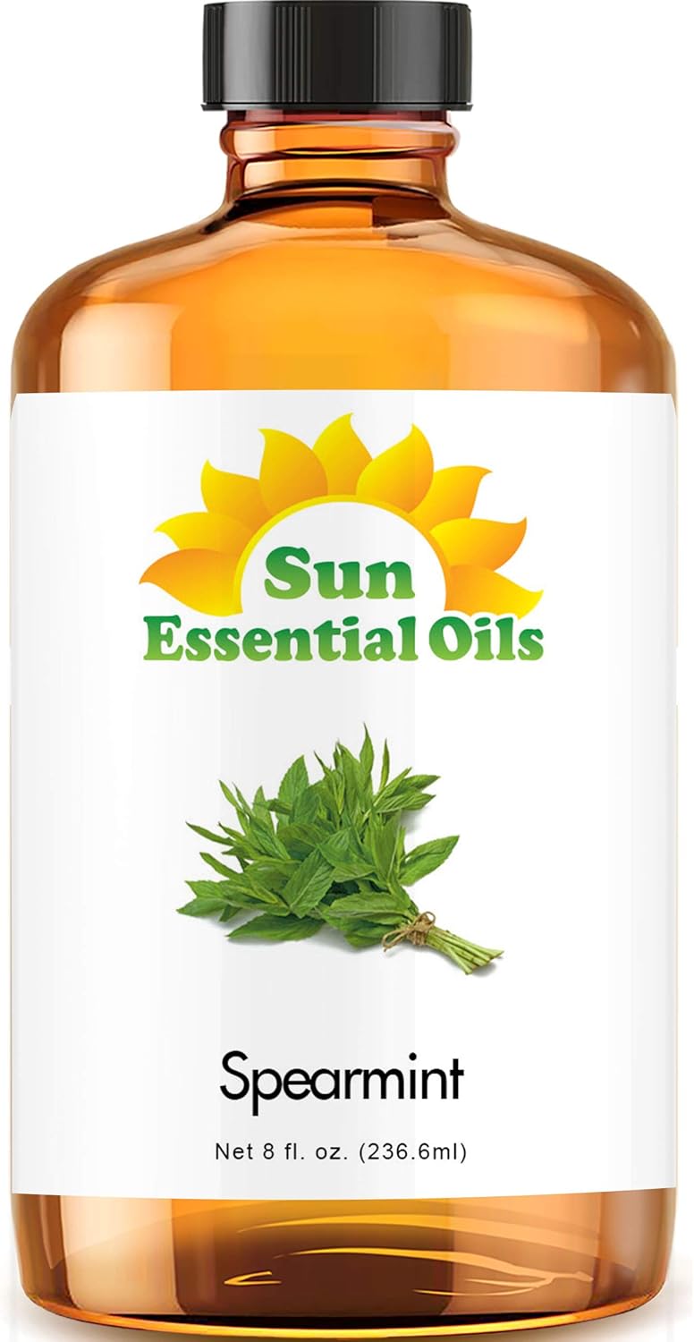 Sun Essential Oils Spearmint Essential Oil 8 oz – for Diffusers, Massage & Aromatherapy