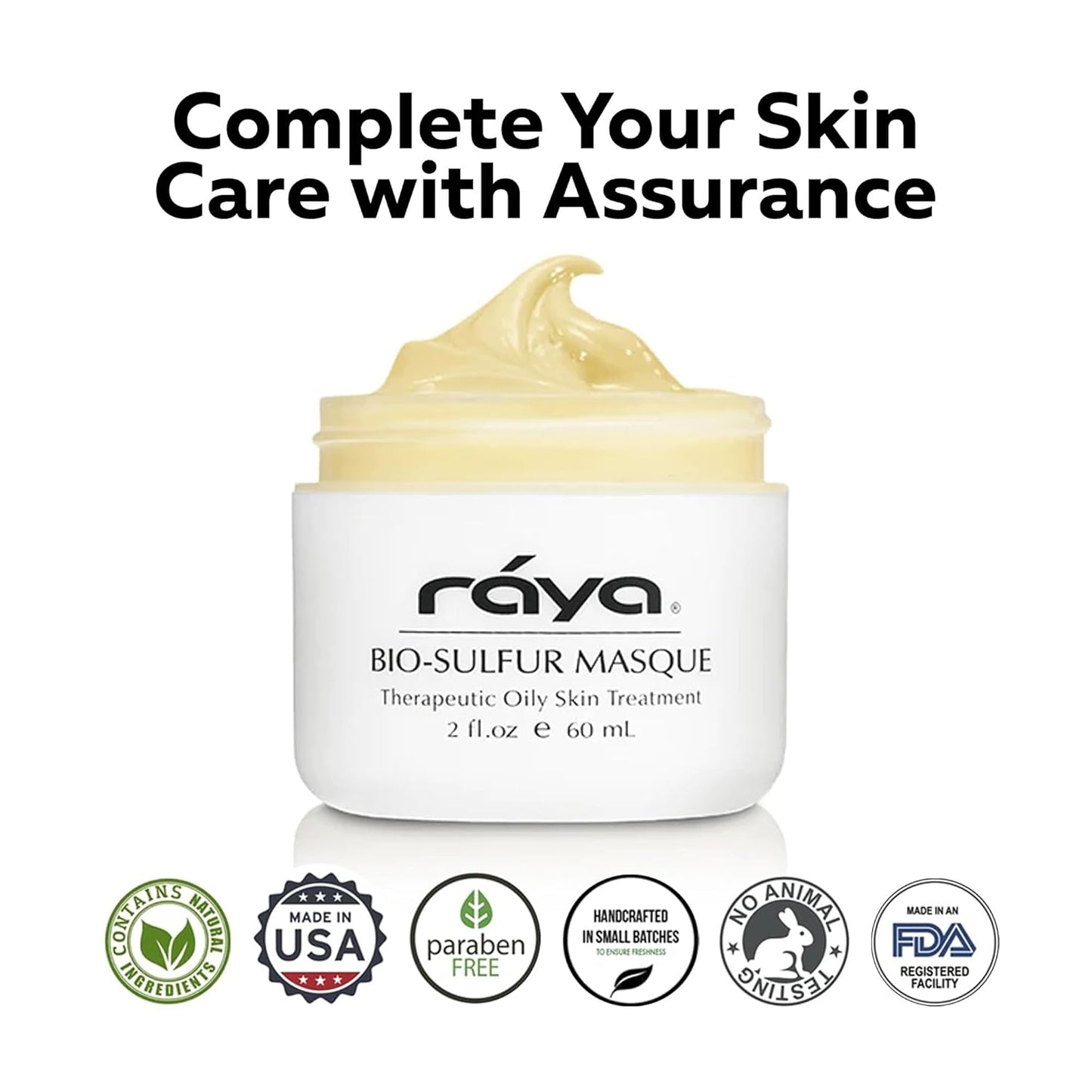 Raya Bio-Sulfur Masque (708) | Facial Clay Mask for Deep Pore Cleansing, Exfoliating Face Pack for Oily, Break-Out Skin | Vitamin-B and Bio Sulfur Formula to Control Oiliness | Skincare Face Mask