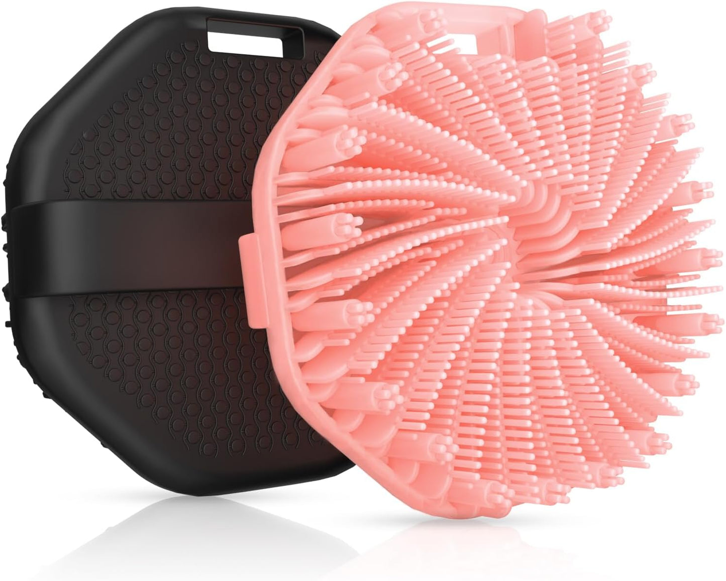 Silicone Body Scrubber 2 Counts, Exfoliating Body Wash Scrubbers Exfoliator, Shower Body Brush for Effective Showering Exfoliation and Gentle Massage (Black+Pink)