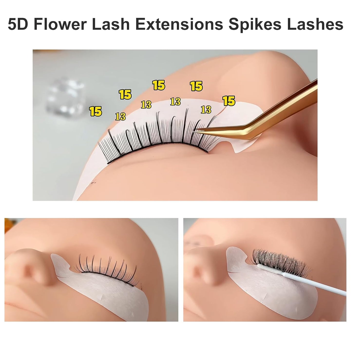 5D Flower Lash Extensions Spikes Lashes 0.07 Matte Black C Curl Lashes 12mm Volume Eyelash Extension Lash Trays Professional Use(5D Flower,0.07-C,12mm)
