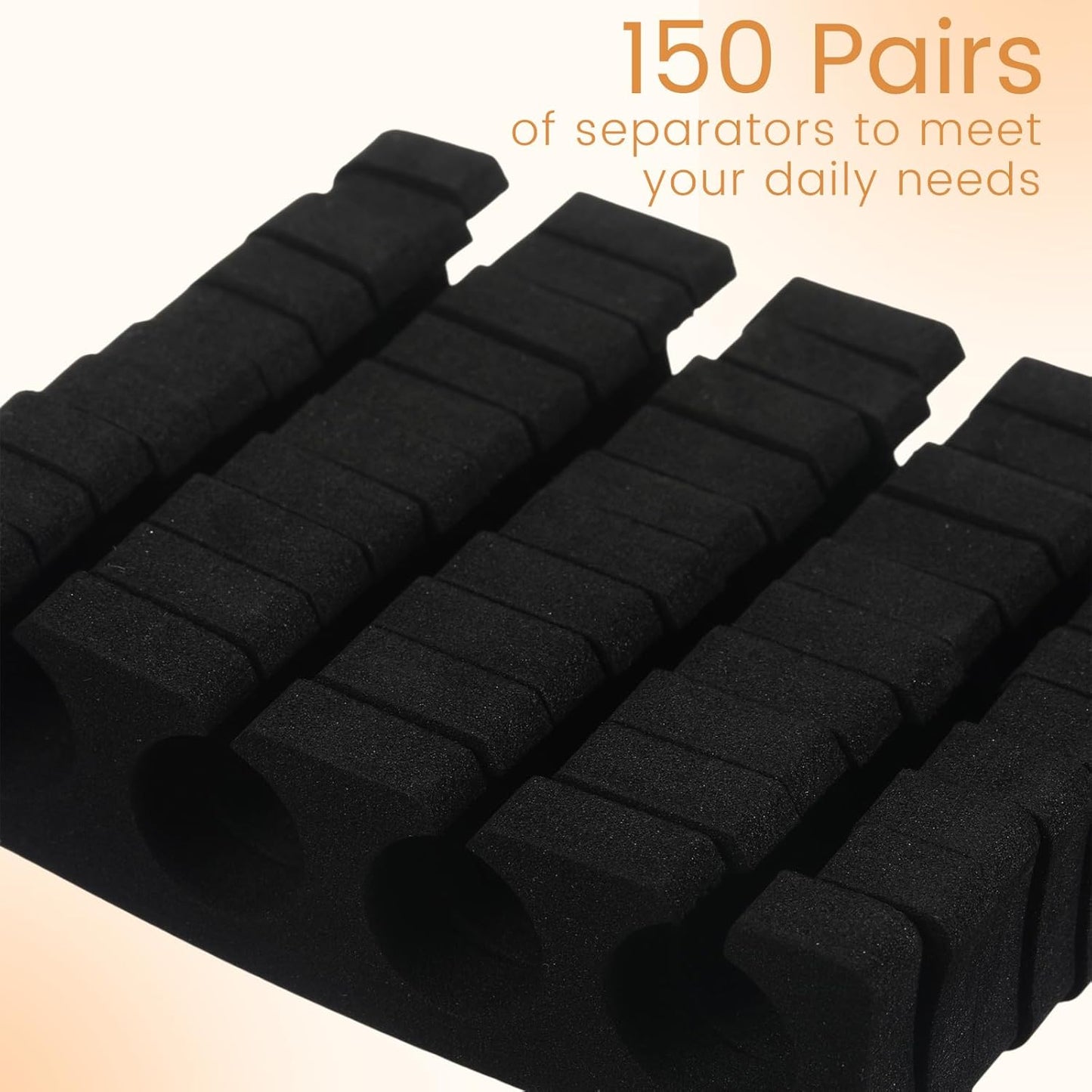 300 Pcs Toe Separators for Nail Polish Bulk Toe Separator Pedicure Correct Foot for Men Women Nail Polish Comfy Soft Pedicure Supplies (Black)
