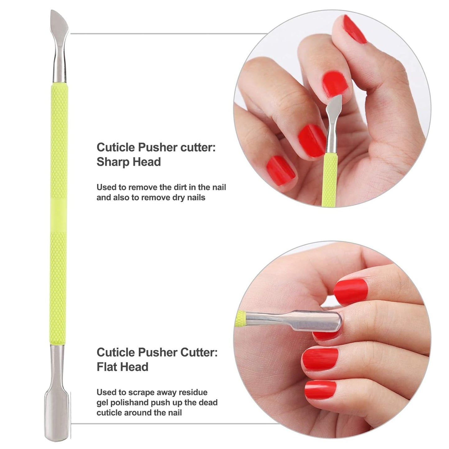 YINYIN Professional Cuticle Trimmer with Pusher and Cutter - Stainless Steel Cuticle Clippers for Fingernails and Toenails (Green)