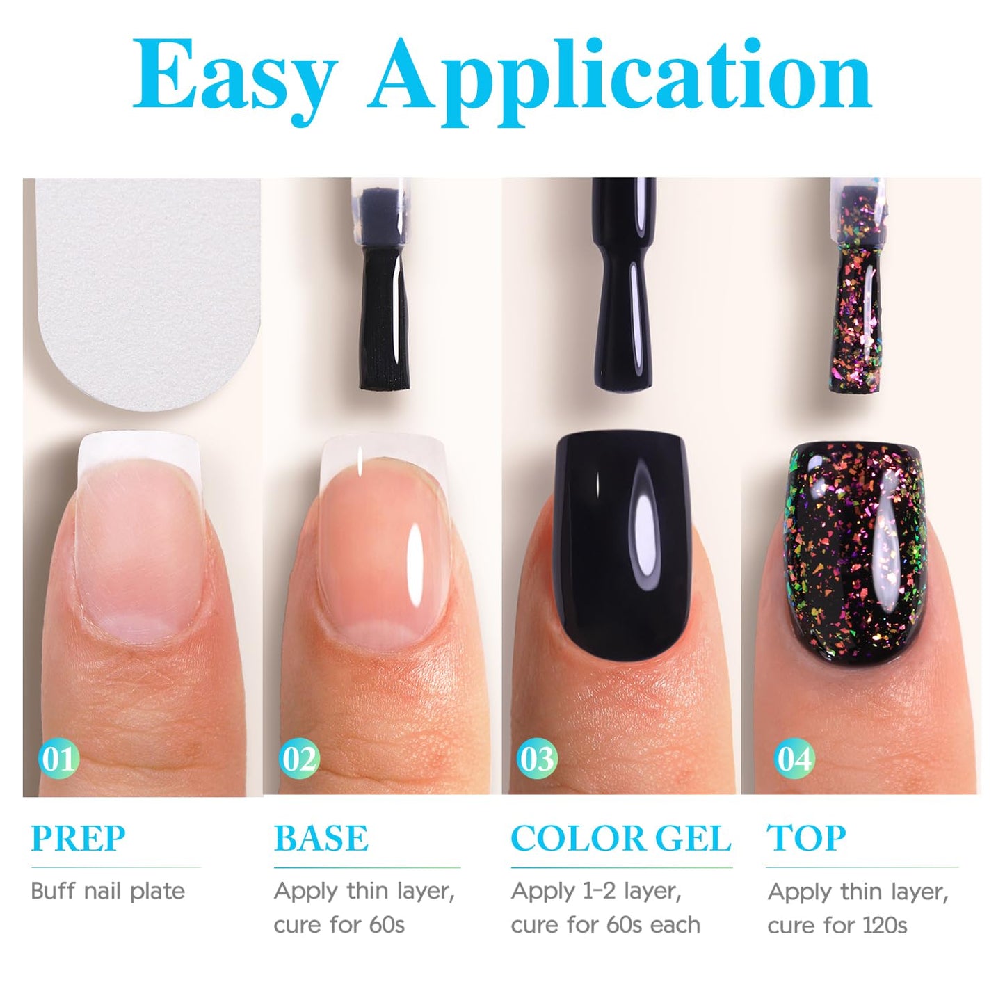 Double Rhythm 15ML No Wipe Gel Top Coat Base Coat Iridescent Glitter Shimmer 2 in 1 Nail Polish Soak Off Manicure DIY Home Salon (AURORA TOP COAT 5)