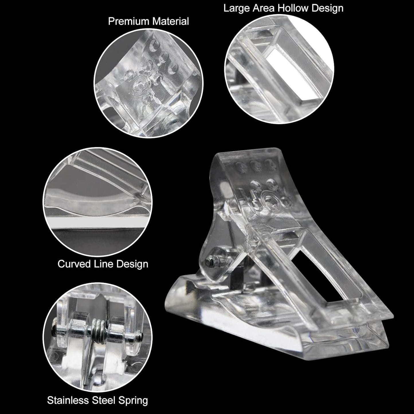 10 Pcs Nail Tips Clip for Quick Building Extension Nail Mold & Nail Tips,Plastic Transparent Dual Nail Form Extension Clip Builder DIY Manicure Nail Art Tool(Nail Clip)