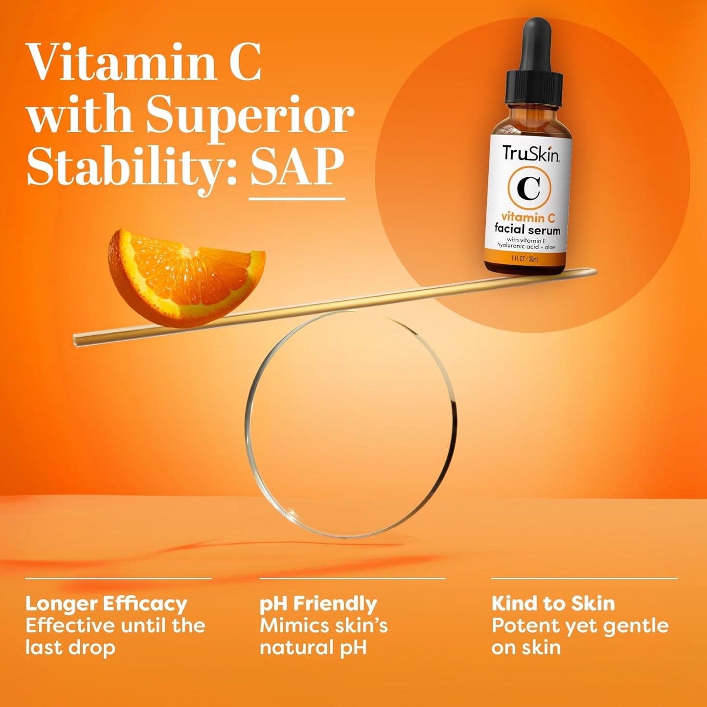 TruSkin Vitamin C Serum For Face – Anti Aging Face Serum with Vitamin C, Hyaluronic Acid, Vitamin E – Brightening Formula – Improve Appearance of Dark Spots, Tone, Fine Lines & Wrinkles, 1 Fl Oz