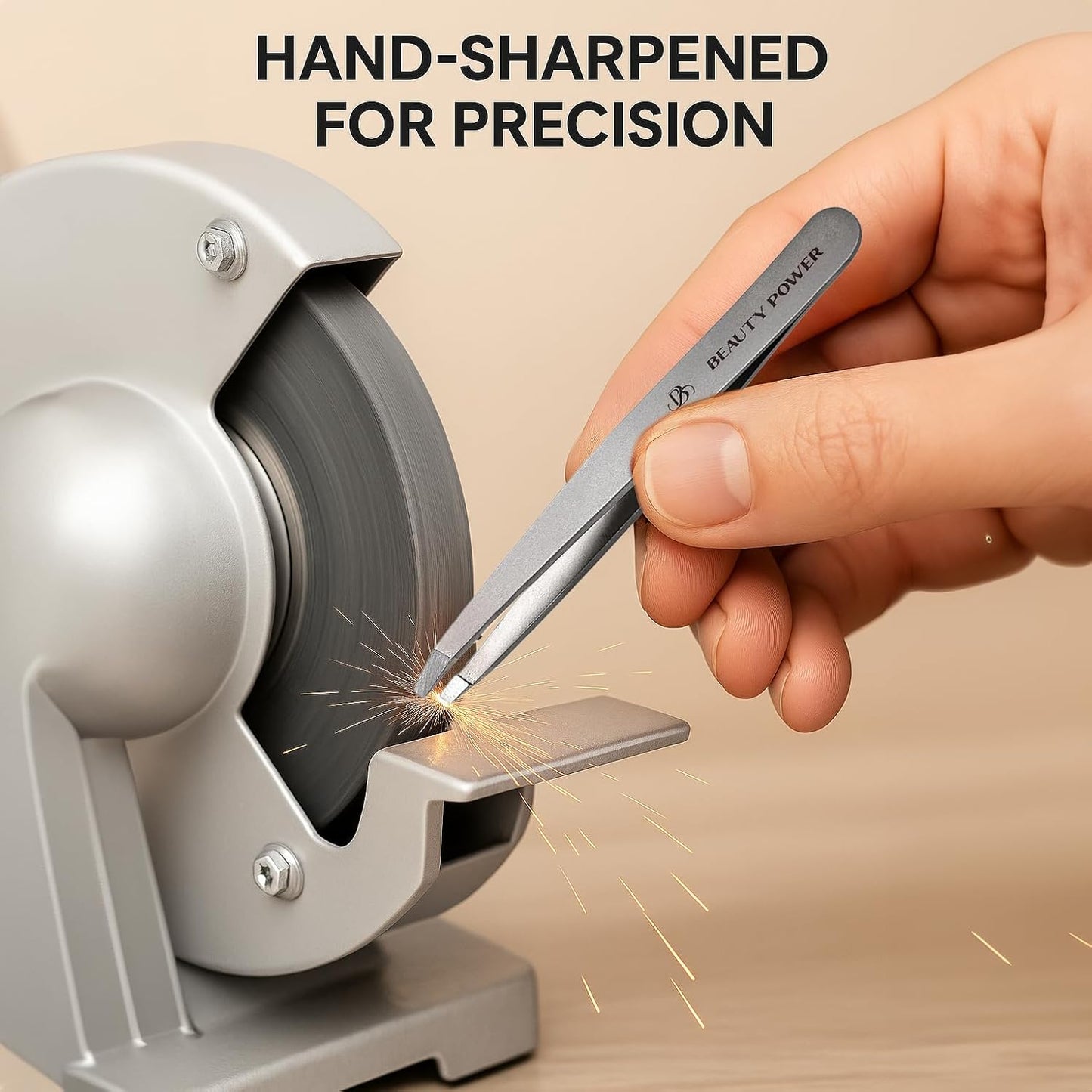 Slant Tip Precision Tweezers - Stainless Steel Eyebrow Tweezers for Women & Men - Precision Tweezers for Facial Hair, Ingrown Hair & Brow Shaping - Professional Beauty Tool (Matte Gray)