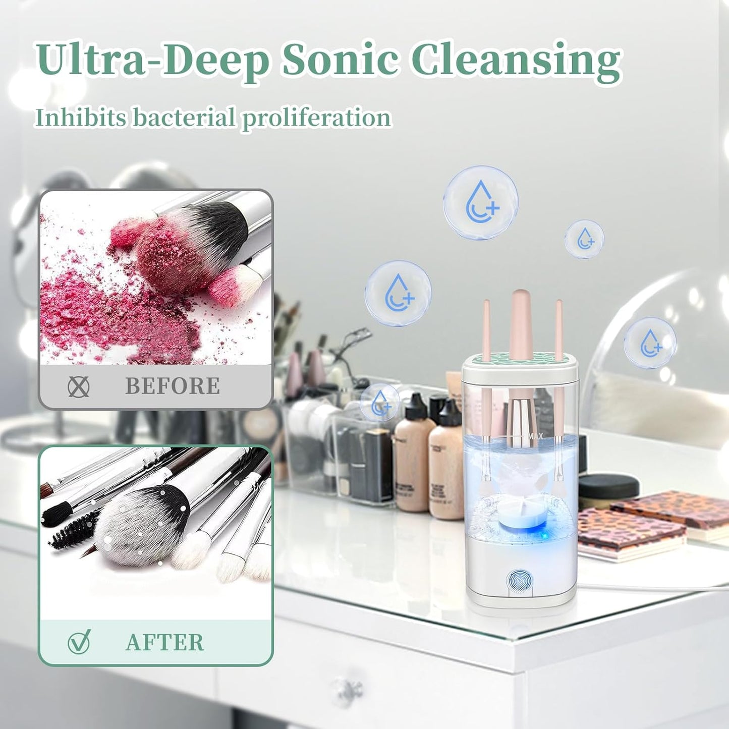 Electric Makeup Brush Cleaner Machine, Ultimate Efficient Automatic Cleaner for All Types of Makeup Brushes- Transparent
