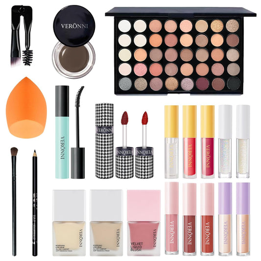 VERONNI Makeup Set,All In One Makeup Kit for Women Full Kit,Multipurpose Women's Makeup Sets,Beginners and Professionals Alike,Easy to Carry (Kit 011 (22pcs))
