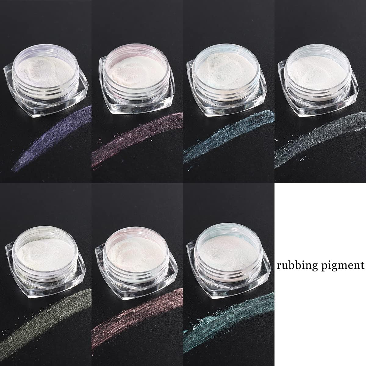 Pearl Chrome Nail Powder Set - 7 Colors Aurora Powder Mermaid Effect for Nails Iridescent Nail Glitter Shimmer White Rubbing Dust Nail Pigment Set Manicure Nail Art Decorations (B01-07)