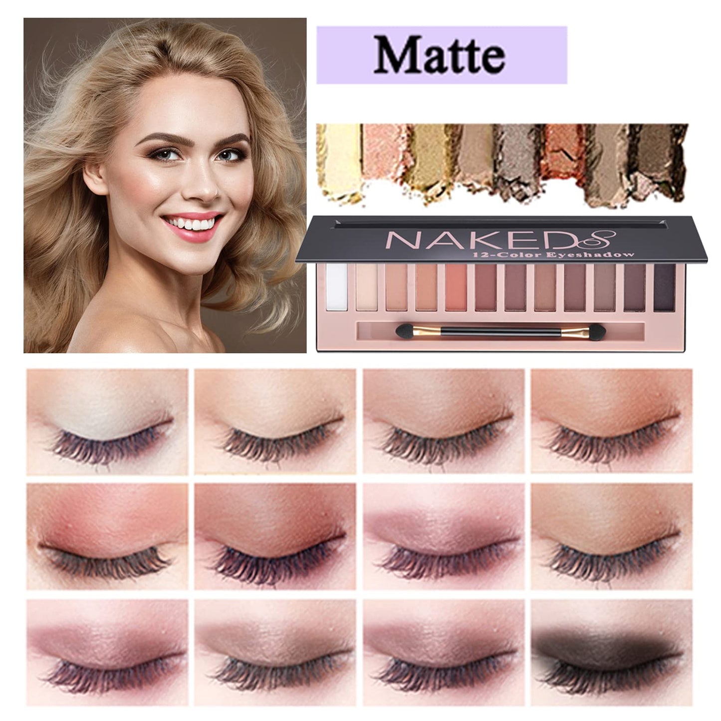 All In One Makeup Kit Full Kit, 3 Pcs Cream Contour Sticks,12 Colors Eyeshadow Palette,Full Coverage Foundation, 6 Colors Lipstick Set, Waterproof Eyeliner and Mascara(104# Buff Beige)