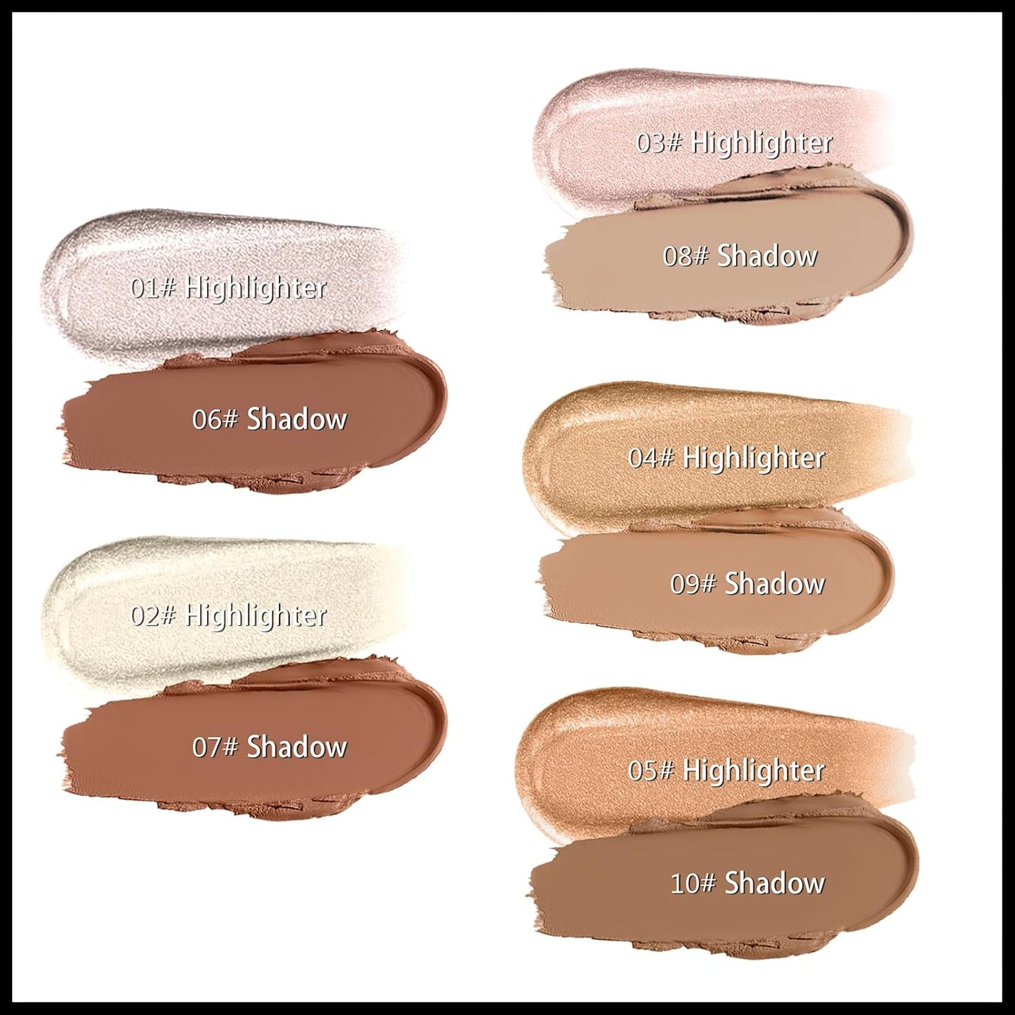 MIELIKKI 2Pcs Cream Contour Stick Makeup, Highlighter Stick and Bronzer Stick for Face Sculpting, Easy to Apply & Blend, Long Lasting, Waterproof, Matte Finish,0308