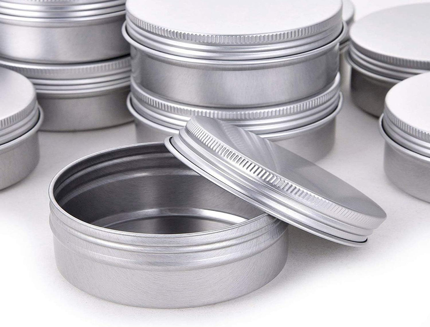 4 Ounce Aluminum Tin Jar Refillable Containers 120 ml Aluminum Screw Lid Round Tin Container Bottle for Cosmetic,Lip Balm, Cream, 12 Pack.