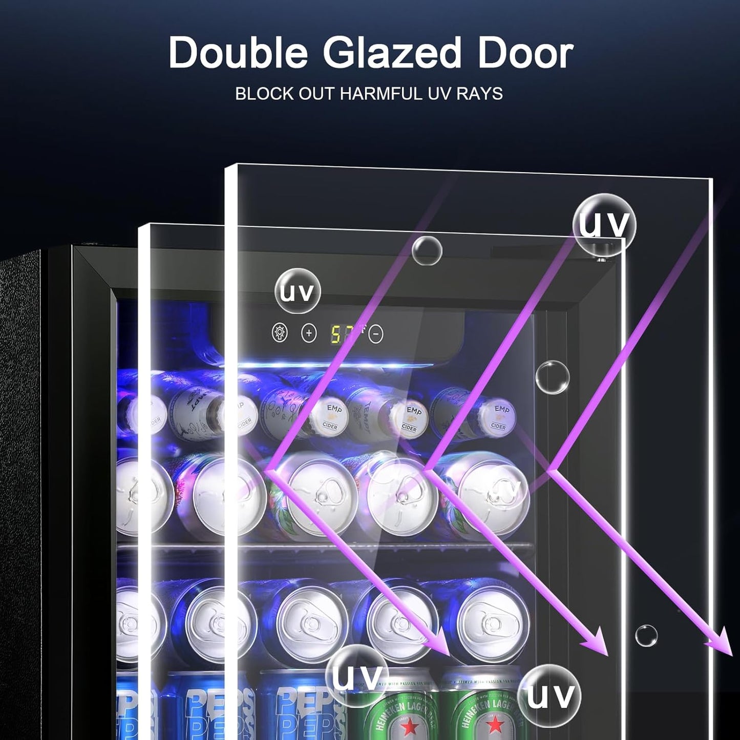 Antarctic Star 12 Bottle/48 Can Beverage Refrigerator, Wine Cooler/Cabinet, Mini Drink Fridge, Clear Front Glass Door Counter Top Red Cellar Beer Soda Bar Quiet Compressor Freestanding 1.3 cu.ft.