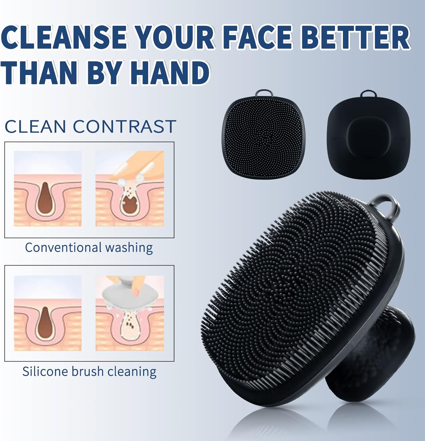 VWMYQ Face Scrubber 2 Pack Silicone Face Scrubber for Men Facial Cleansing Brush Silicone Face Wash Brush Manual Waterproof Cleansing Skin Care Face Brushes for and Exfoliating