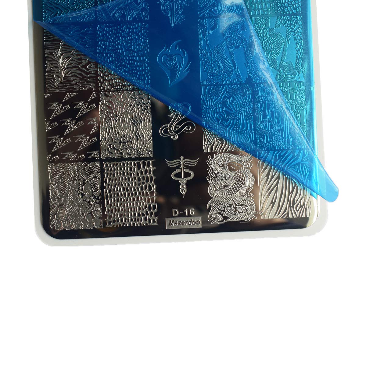 2Pcs Snakeskin Pattern Nail Stamping Template Cute Facial Expression Feather Nail Design Stamping Plate Skull Leopard Nail Art Image Plate 14.5×9.5cm Stainless Steel Nail Stencil Tools