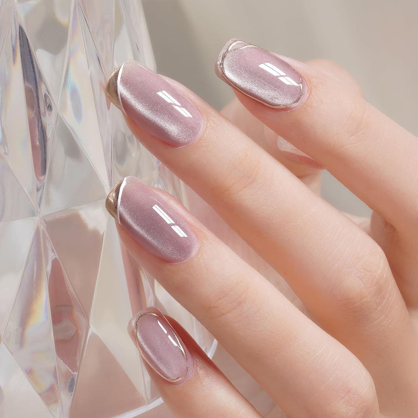 AILLSA Cat Eye Gel Nail Polish Purple Crystal Glitter Polish with Magnet, Smokey Glass Jelly Nail Polish Sparkle Shimmer Reflective Translucent Color U V Gel Salon DIY at Home 0.5 OZ GF23