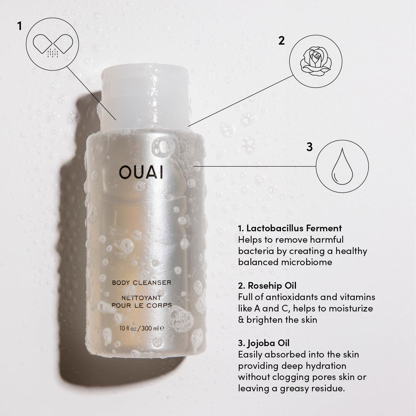 OUAI Body Cleanser Refill, Dean Street - Foaming Body Wash with Jojoba Oil and Rosehip Oil to Hydrate, Nurture, Balance and Soften Skin - Paraben, Phthalate and Sulfate Free Skin Care Products - 32 Oz