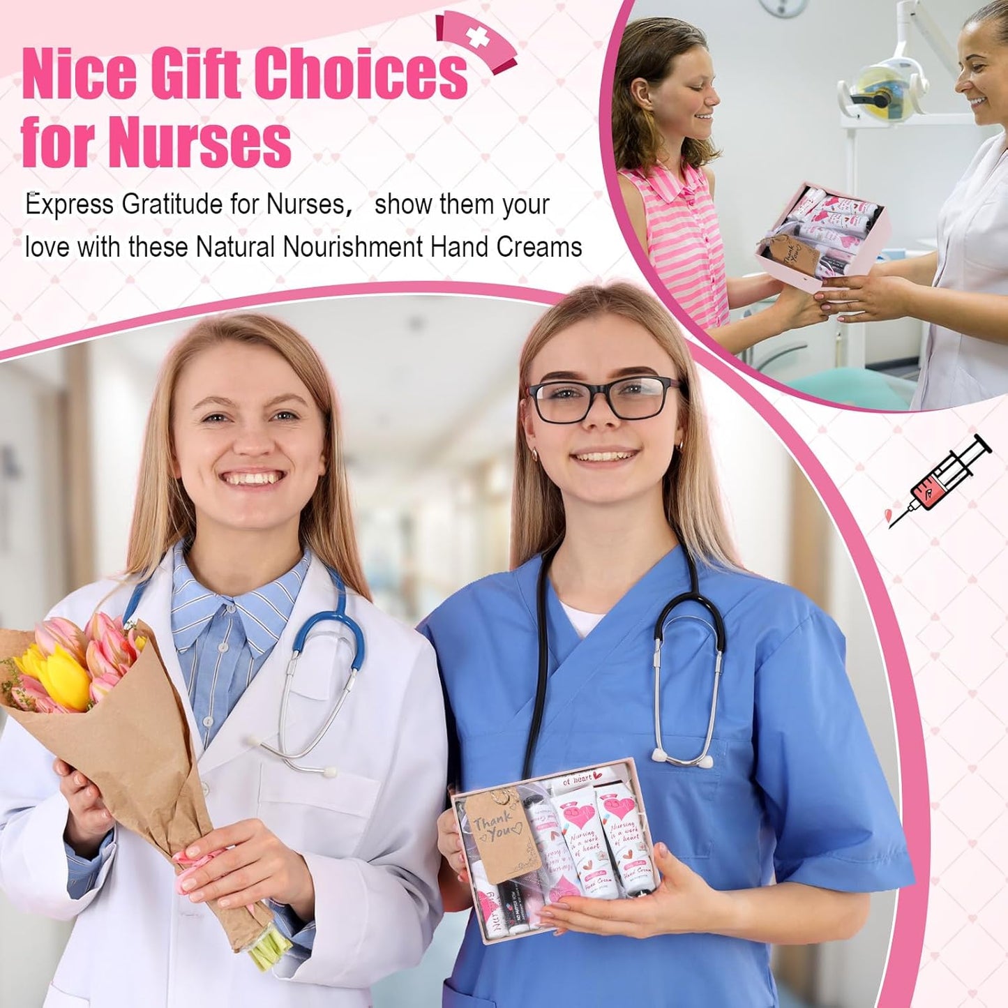 Nurse Appreciation Gifts Set Thank You Gifts Lip Balm Hand Cream for Dry Cracked Hands with Organza Bags Thank You Tags Jute for Party Holiday Nurse' Day(24 Sets)