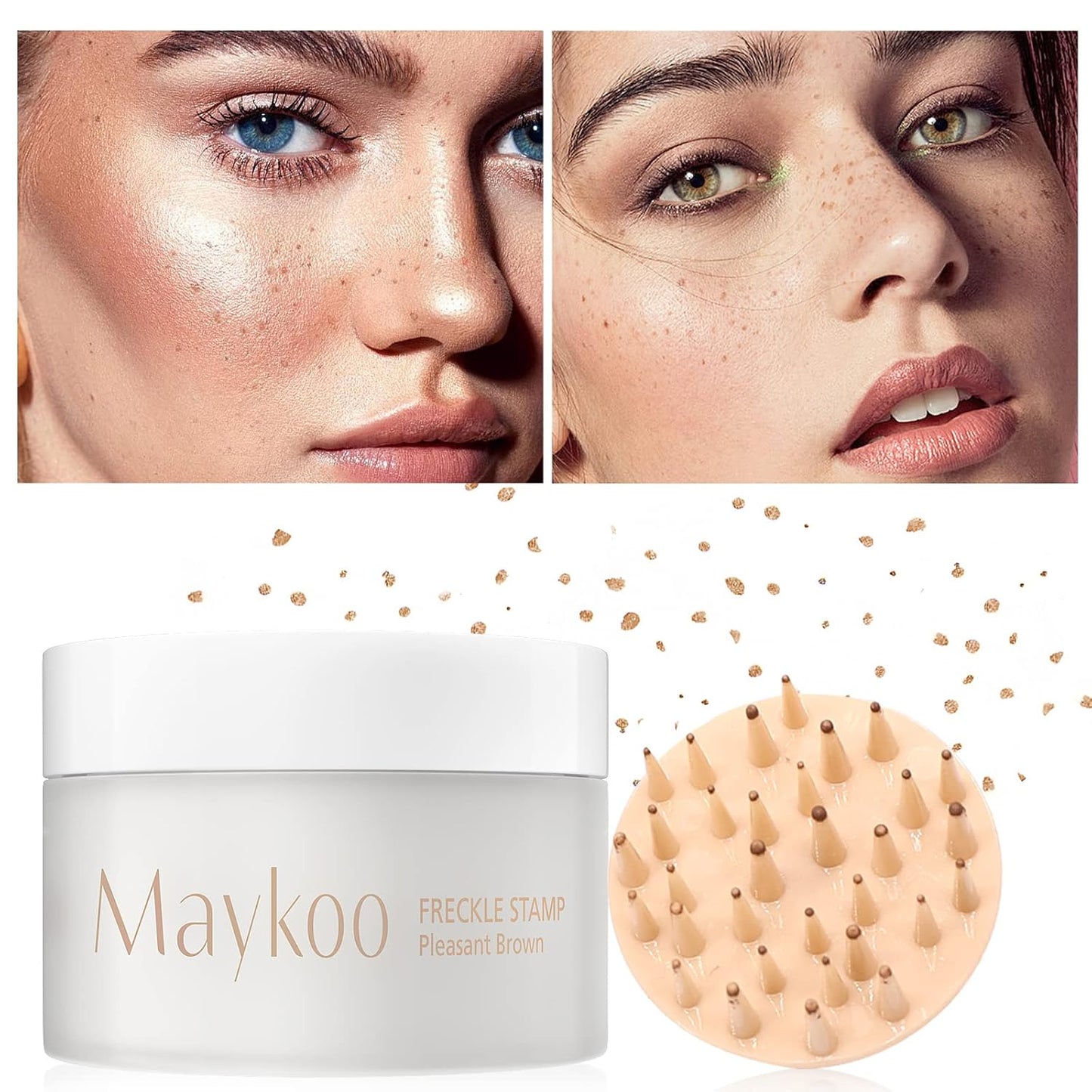 Freckle Stamp Natural Like Freckle Pen Makeup Fake Freckles Cushion Waterproof Long Lasting Quick Dry, Get Sun-kissed Stars Makeup Freckle in One Press, Pleasant Brown (Coffee), 15g