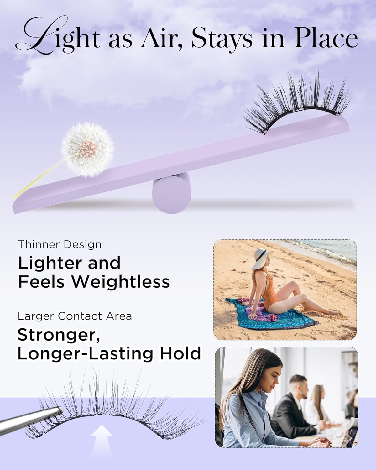 BEYELIAN Magnetic Eyelashes with Applicator Kit, Reusable Natural Look False Lashes, No Glue Needed Soft Magnetic Lashes for Eye MAGIC-102 (Lightweight & Comfortable)