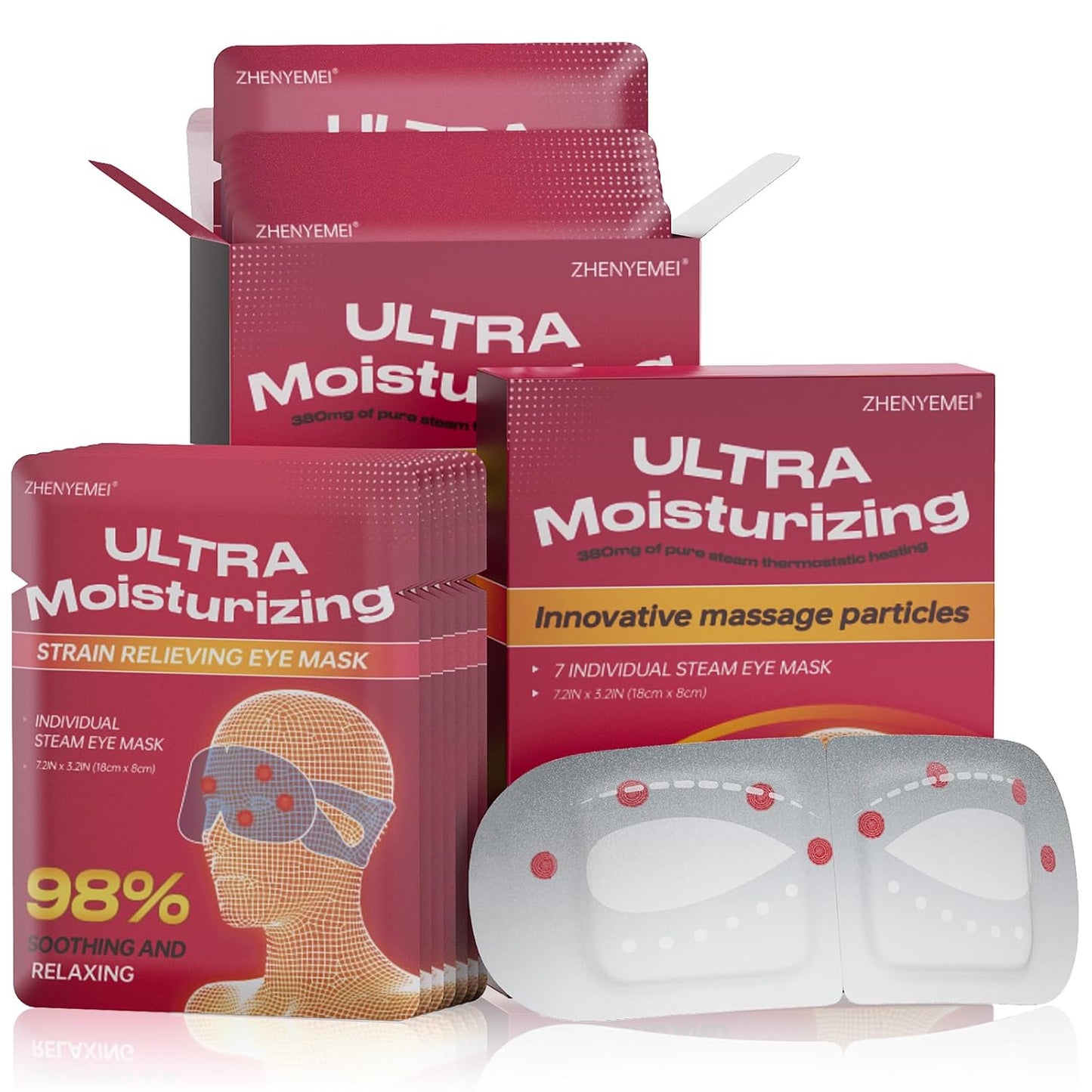 3D Self Heated Eye Mask for Dry Eyes with 100+ Soft Beads,Steam Eye Mask for Sleeping,Relaxation, Disposable, Spa, Travel Gifts for Women, Men 14 Packs