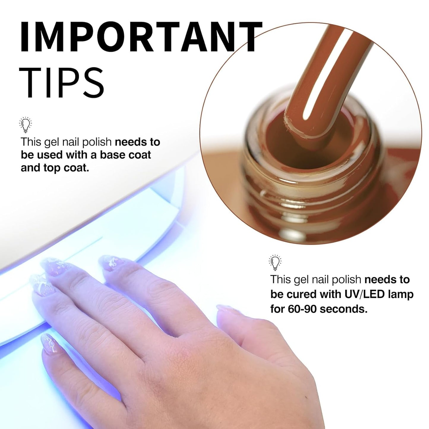 CANNI Brown Gel Nail Polish, 1Pcs Caramel Coffee Brown Color High Gloss Soak Off UV Nail Polish Gel Manicure Salon DIY