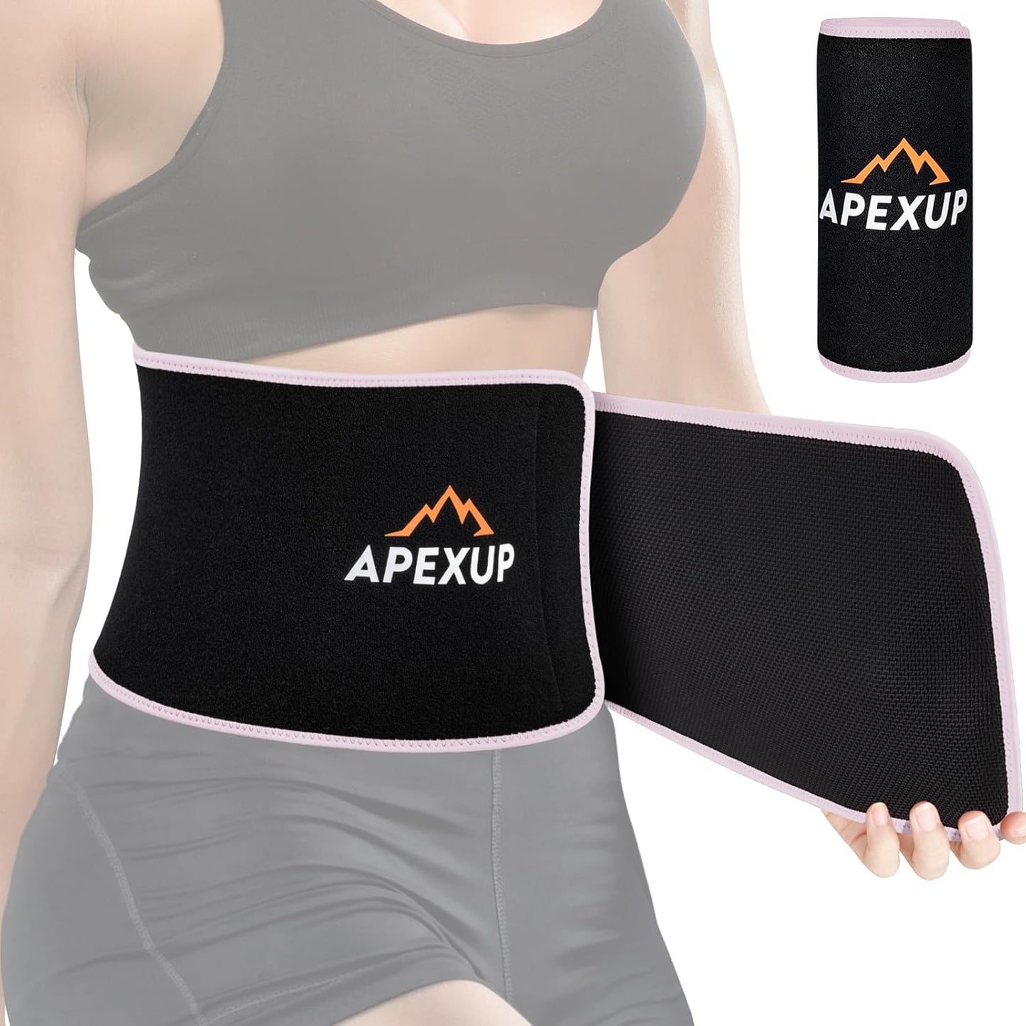 APEXUP Sweat Waist Trainer for Women and Men, Neoprene Waist Trimmer Belt Slimming Sweat Band with Removable Lumbar Support