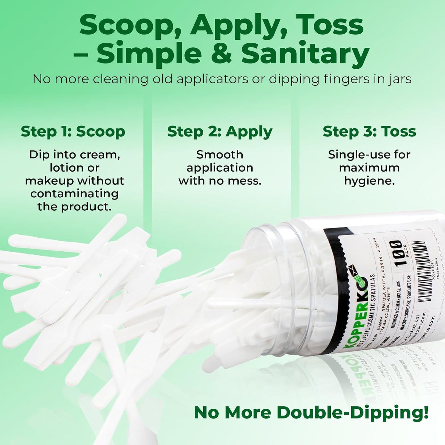 Mini Skin Care Spatula (2.5", 100 Pack) - Small Spatula for Makeup, Creams & Crafts | Makeup Applicator for Mixing, Cosmetic, Face Mask | Disposable Cosmetic Applicators | White