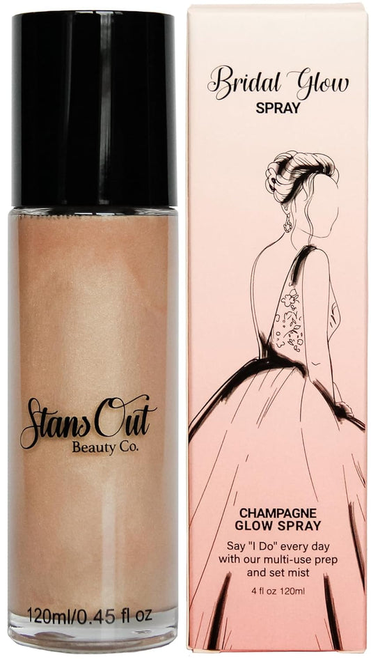StansOut Beauty Co Bridal Glow Setting Spray | Dewy Illuminating Face Mist Fixing Spray for Makeup Finish | Long-Lasting Makeup Setting Spray for Face Paint, Dewy Finish, and Mature Skin 120ml