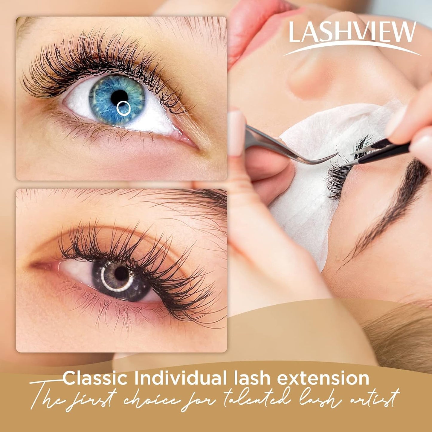 LASHVIEW D Curl 10mm Semi-Permanent Eyelash Extensions 0.20 Thickness Silk Fake Natural Thick Lashes Individual Eyelashes Silk lashes (Salon Use)