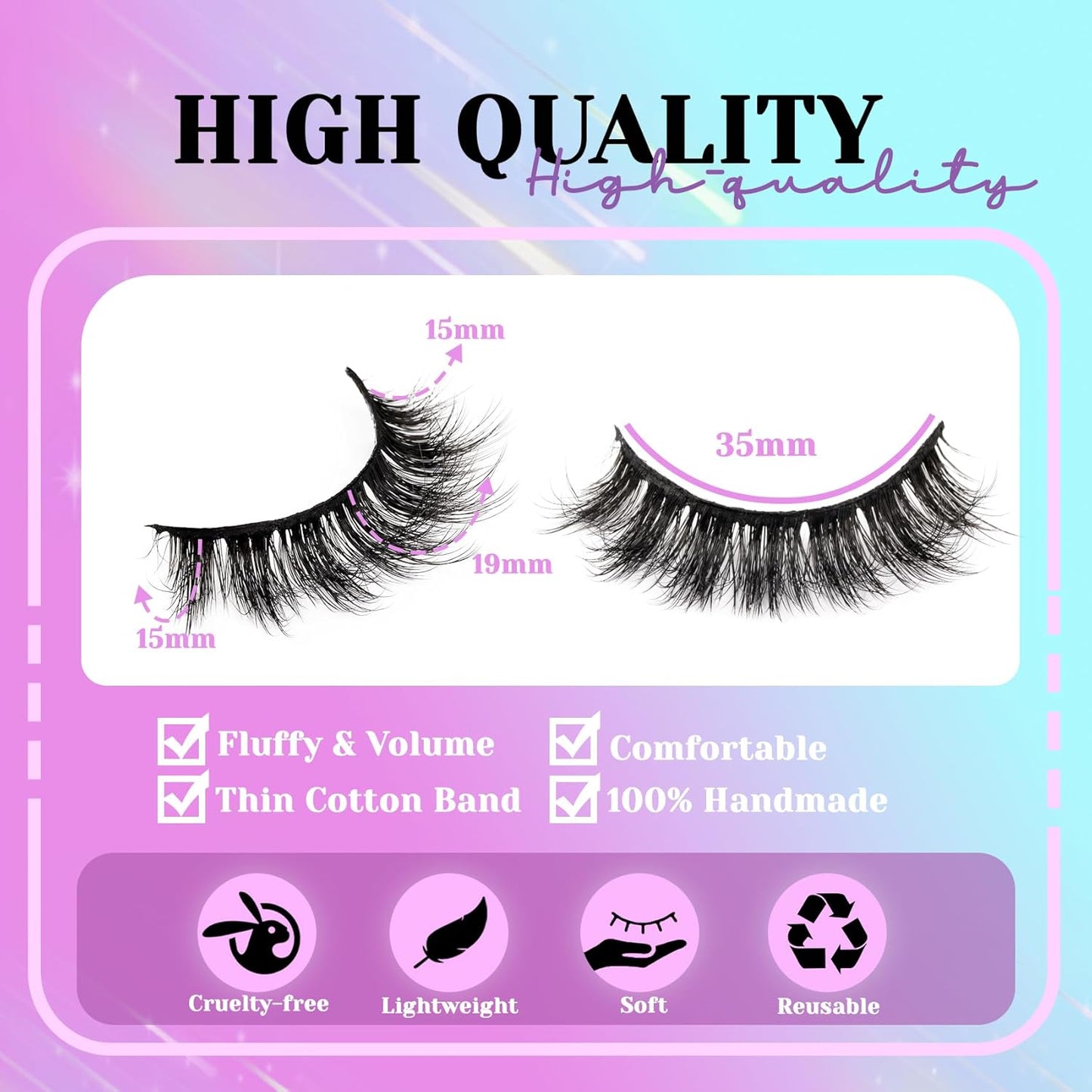 Losha Lashes Fluffy False Eyelashes 5D Volume Eye Lashes 14 Pairs Vegan Fake Eyelashes Soft Faux Mink Lashes Pack (Thrives Only)