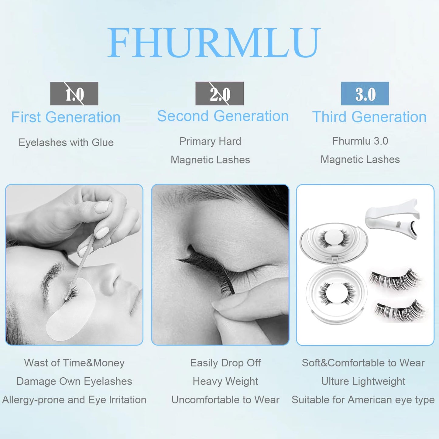 Ealra Craft Magnetic Eyelashes with Applicator,No Glue Needed Soft Lashes Kit,Reusable Magnet Eyelashes Natural Look(Natural)