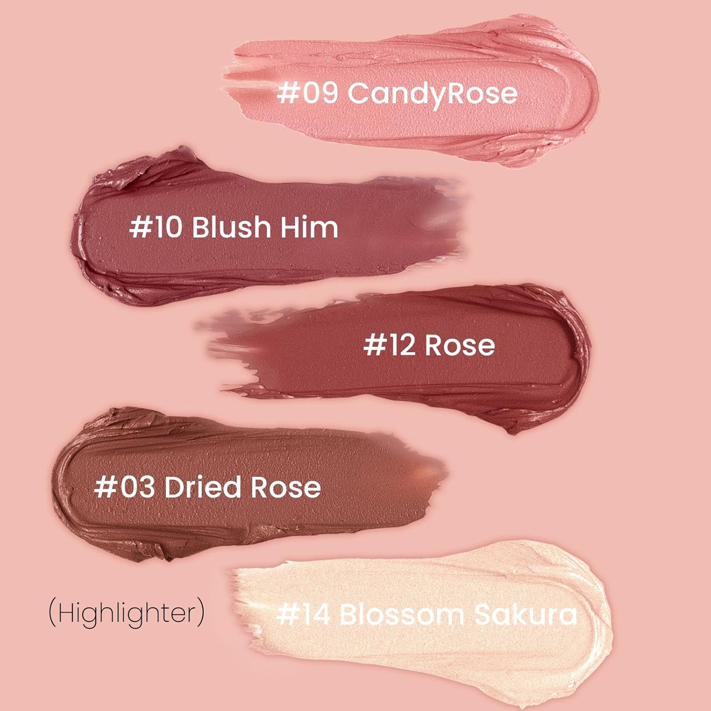 Blush Stick for Cheeks, Cream Blush with Heart-shaped, Blush Face Stick Multi-Use Lip and Cheek Tint, Waterproof Lightweight Easy to Blend Cream Blusher Makeup - Rose