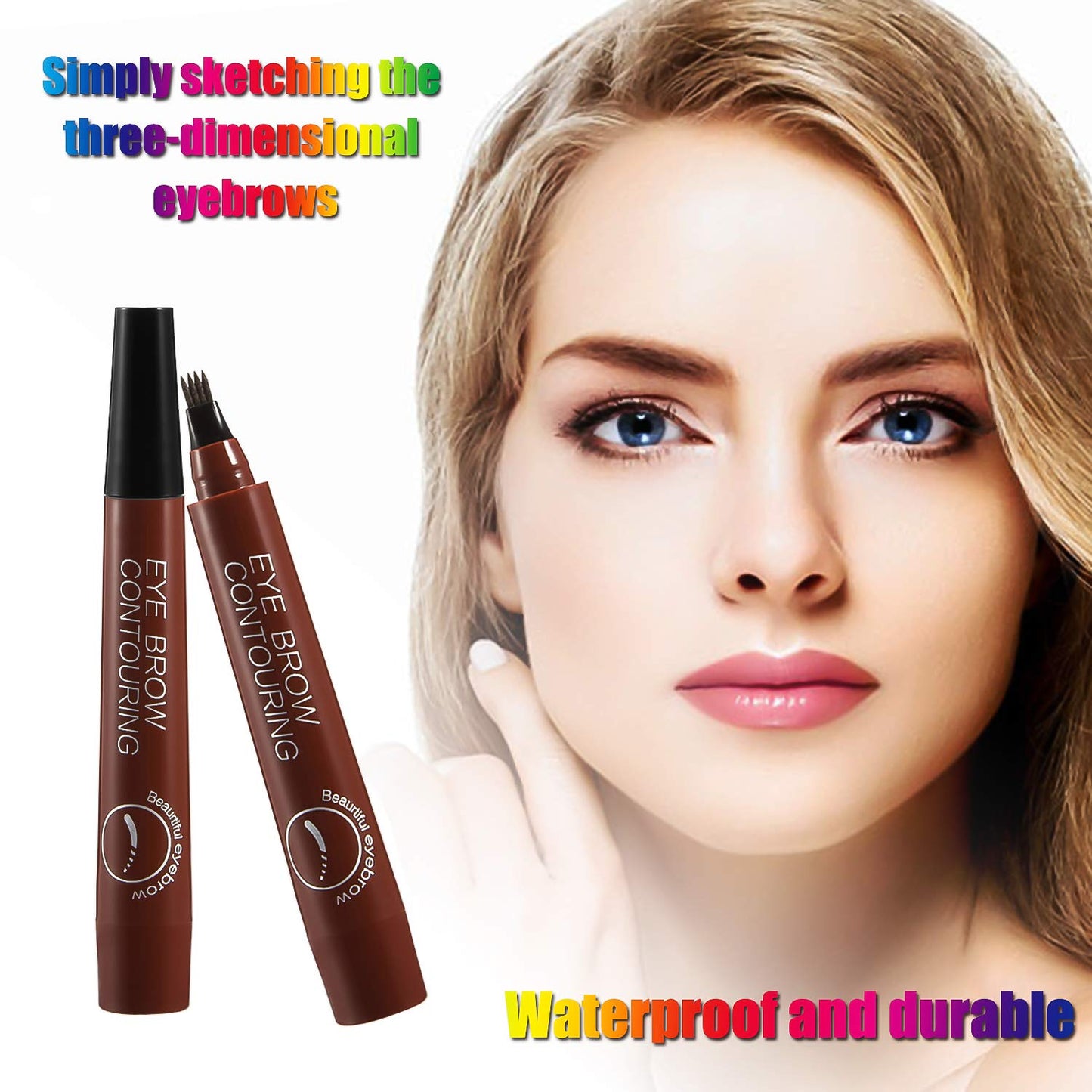 Liquid Eyebrow Pen, Waterproof Microblading Eyebrow Pencil with a Micro-Fork Tip Applicator, Creates Natural Looking Brows Effortlessly