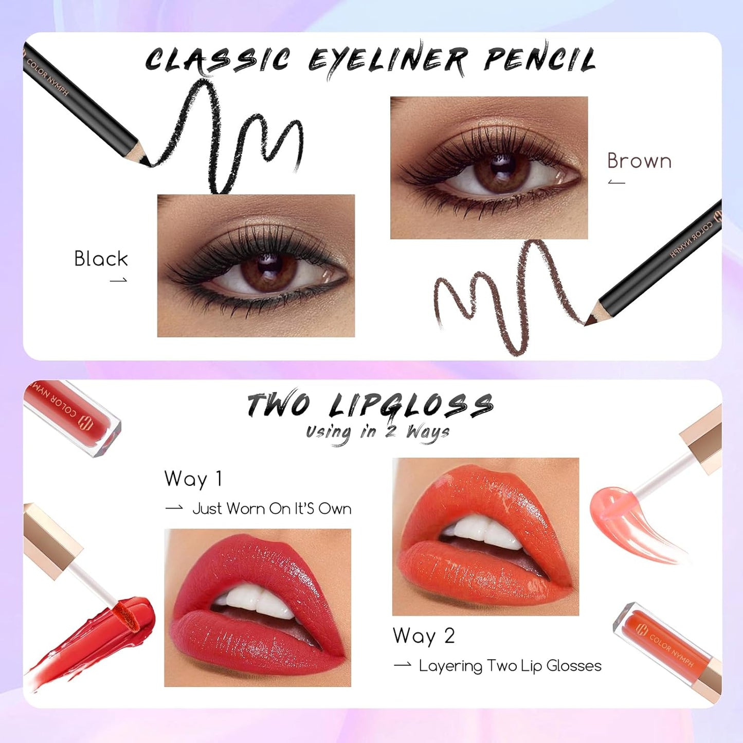 Color Nymph Beginners Makeup Kit With Train Case For Teenagers Girls, Full Starter Cosmetics Set Included 32 Colors Eyeshadow, Glitter Cream, Blush, Highlighter, Lip Gloss and Brush (White)