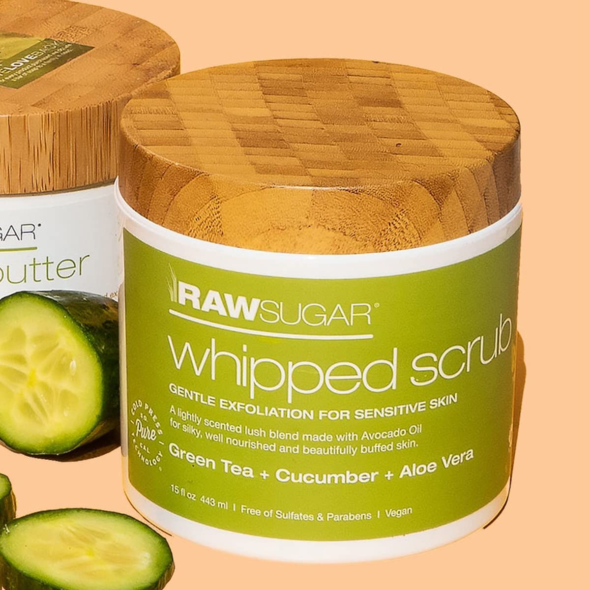 Raw Sugar Green Tea + Cucumber + Aloe Vera Body Love Bundle - Sensitive Skin Body Wash, Body Scrub & Body Butter, Clean Ingredients, Formulated without Sulfates and Parabens