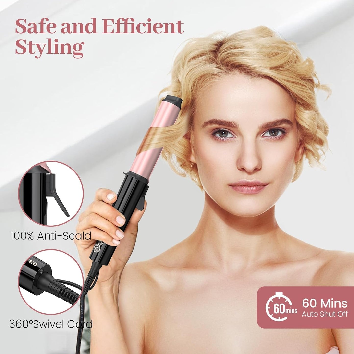 Travel Curling Iron, zavarea 1 Inch Mini Curling Iron for Short Hair, Ceramic Barrel with 3 Adjustable Temp, Dual Voltage, Auto Shut-Off, Includes Storage Bag