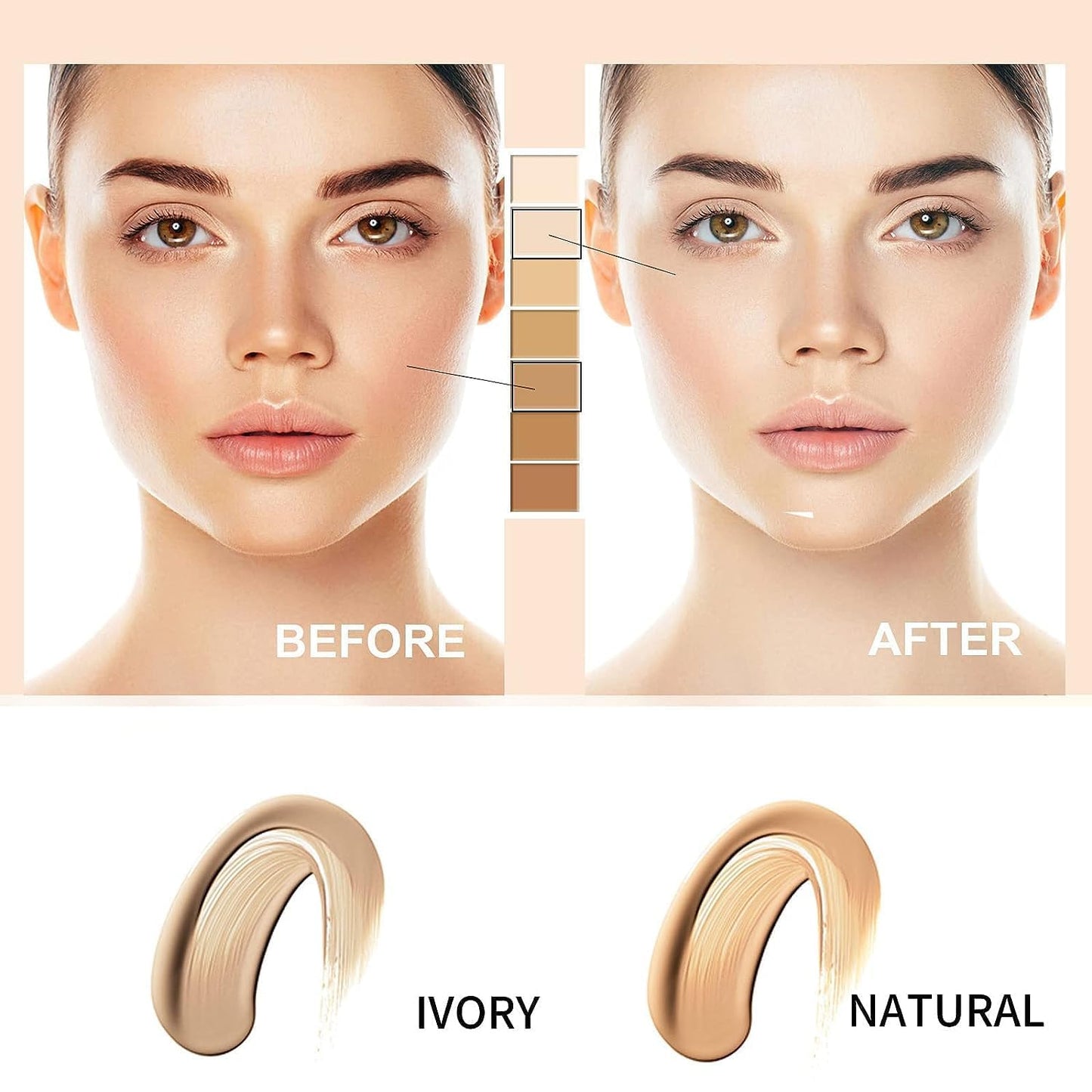 NOISSUE Cc Cream Skin Tone Adjusting CC Cream SPF 50, Face Sunscreen and Foundation, Colour Correcting Self Adjusting Soft Moisturizing Skin Tone Gel Invisible Pore Light Oil-Free (2pcs-Natural)