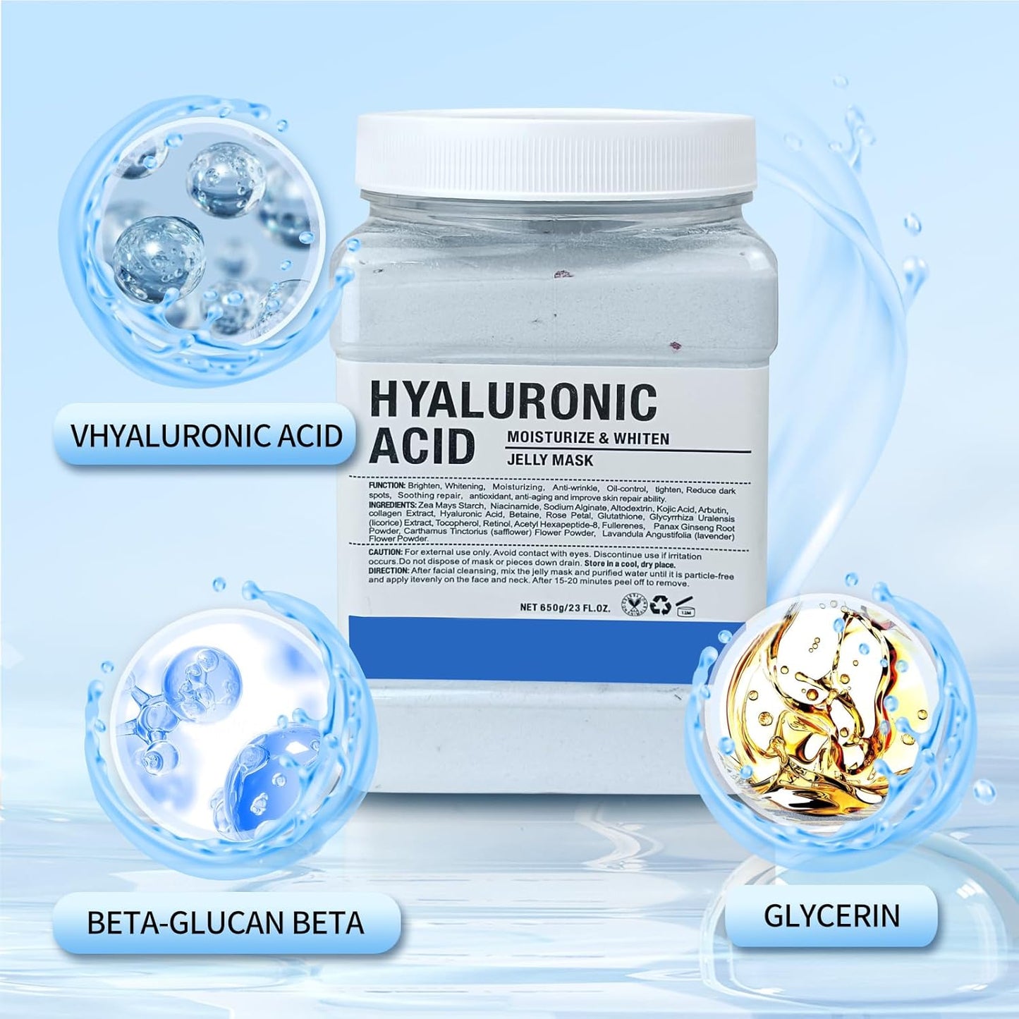 Jelly Mask for Facials Professional, Hydrating & Moisturizing Peel-Off Natural Gel Face Mask SkinCare, Professional Spa Use Jelly Face Masks, Deep Hydration & Glow 23 Fl Oz (Hyaluronic Acid)