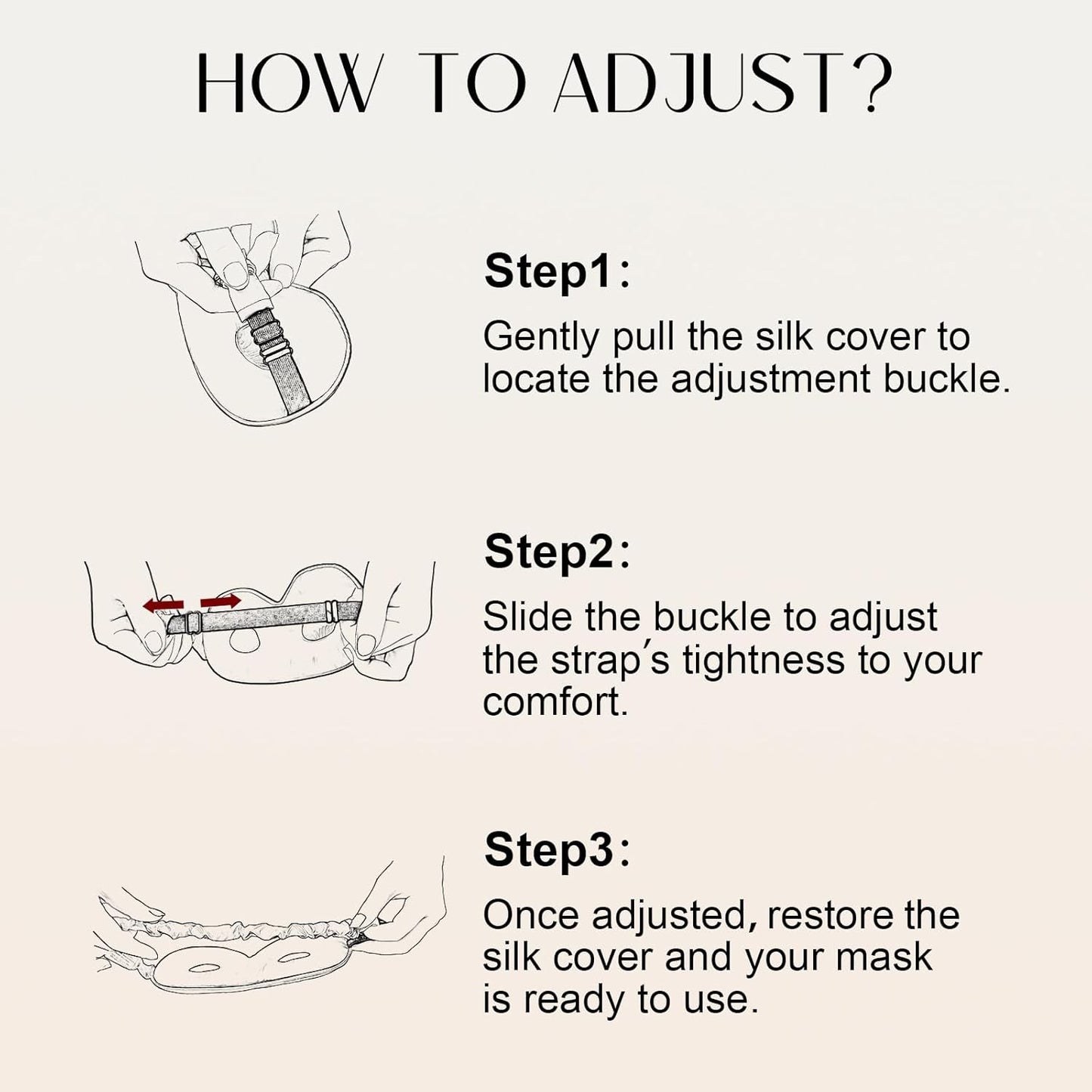 ZIMASILK Adjustable 22 Momme 100% Pure Mulberry Silk Sleep Mask, 3D Contoured Cup Eye Mask for Sleeping, Super Soft Breathable Blindfold, Perfect Blocks Light for Sleeping. (Beige)