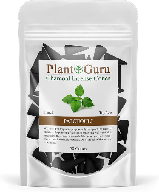 Patchouli Charcoal Incense Cones 1" TOPFLOW - 50 Pack - Natural Scented Cones Handmade Hand Dipped