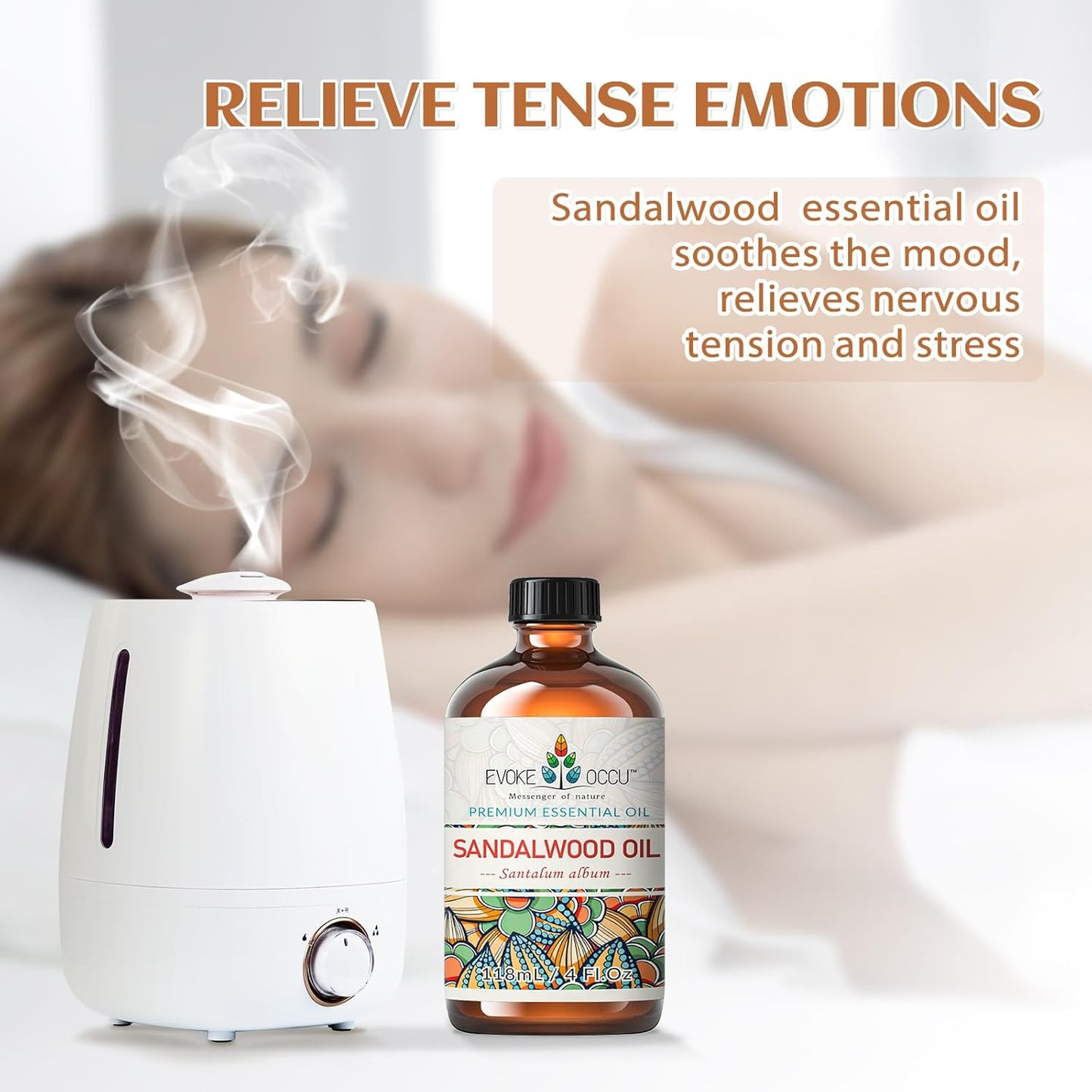 EVOKE OCCU Sandalwood Essential Oils for Skin Care, Diffuser, Perfume, Candle and Soap Making - 4 FL Oz