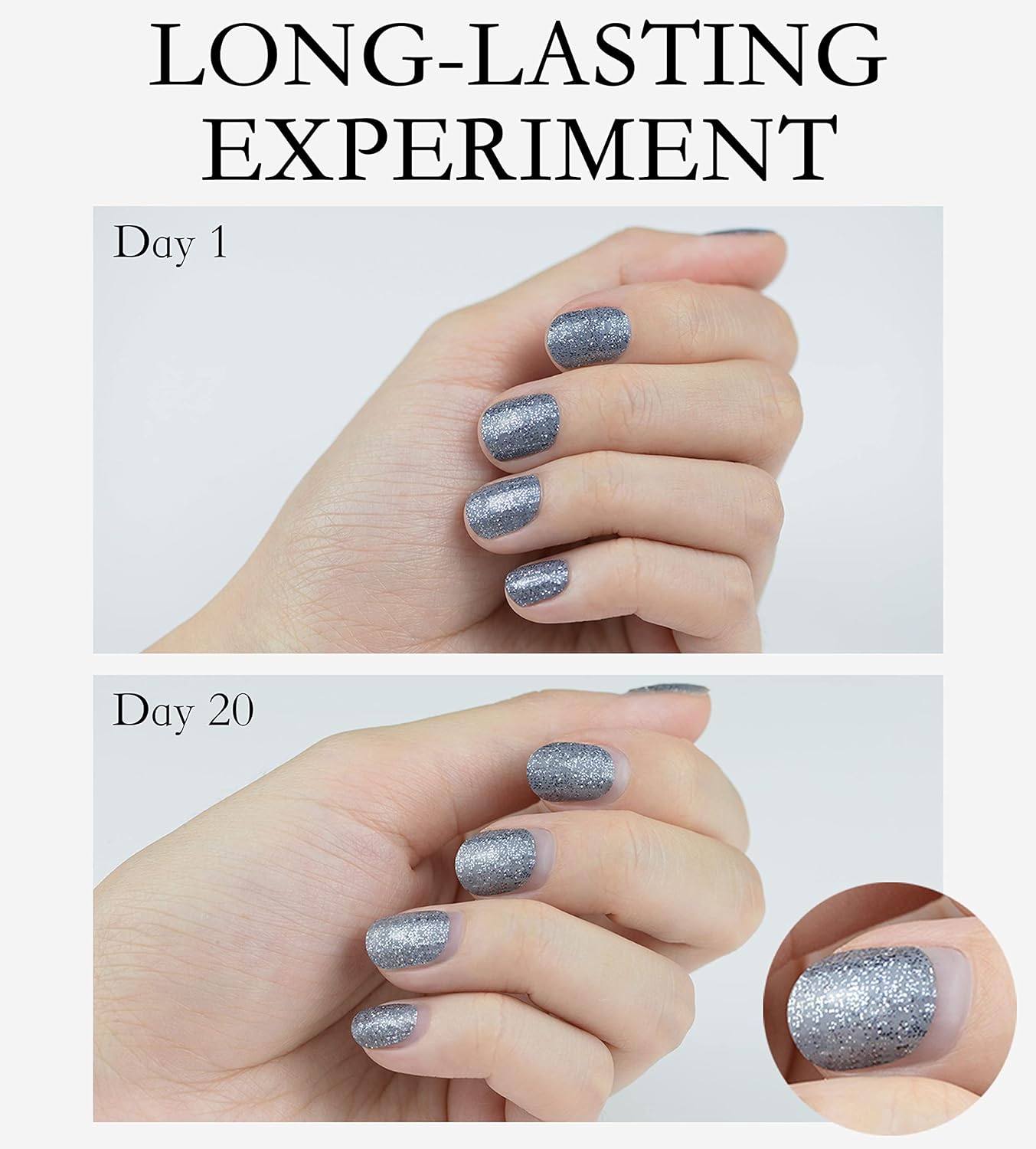 Nail Polish Strips, 32PCS Salon Quality Wraps, Long Lasting Gel Nail Stickers for Women Easy Apply& Remove (Chocolate Brown Glitter)