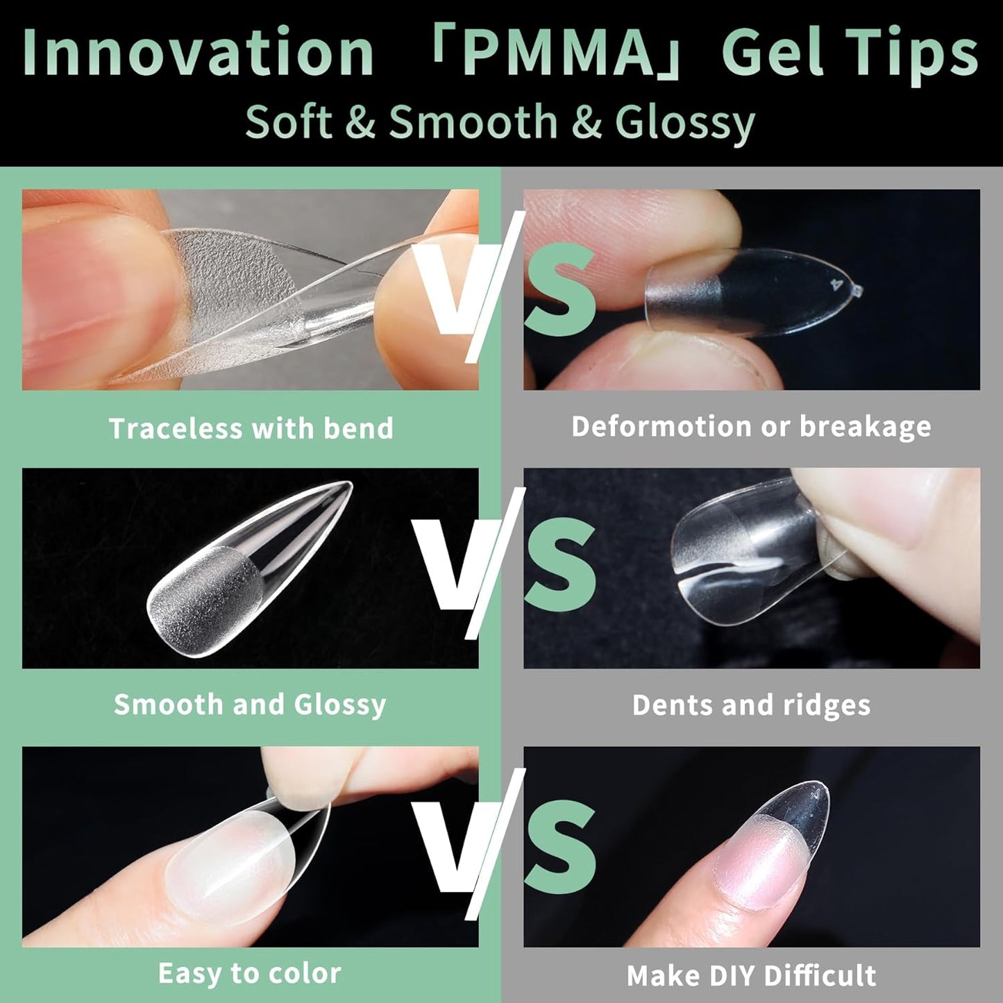 Long Stiletto Nail Tips, 216pcs Acrylic Fake Nails Gel Nail Tips Soft, Full Cover Pre-Shaped Matte Clear Press on Nails for Extension, Diy at Home Manicure 12 Sizes